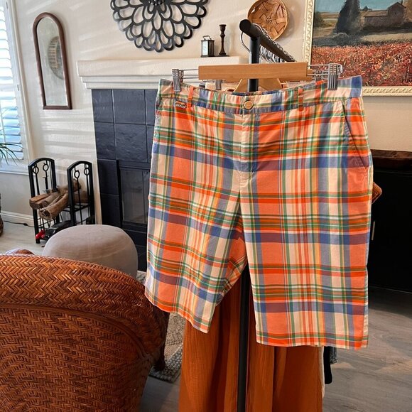 Lauren Ralph Lauren Shorts Womens Size 12 Colorful Plaid Bermuda Cotton Blend - Picture 16 of 16